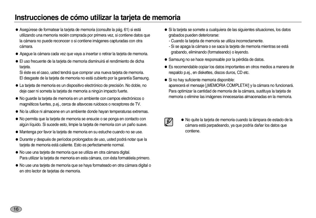 Samsung EC-L83ZZBBB/E1, EC-L83ZZSDA/E3, EC-L83ZZSBB/E1, EC-L83ZZRBA/E1 Instrucciones de cómo utilizar la tarjeta de memoria 