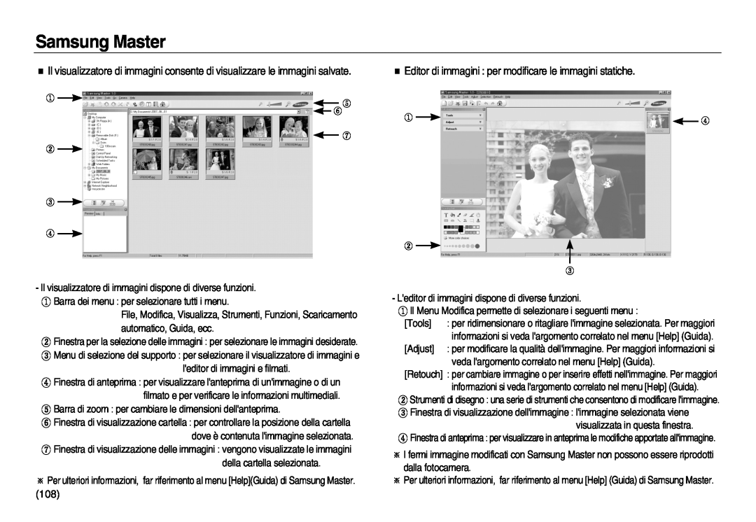 Samsung EC-L83ZZSBA/IT, EC-L83ZZSDA/E3 manual Editor di immagini per modificare le immagini statiche, Samsung Master 