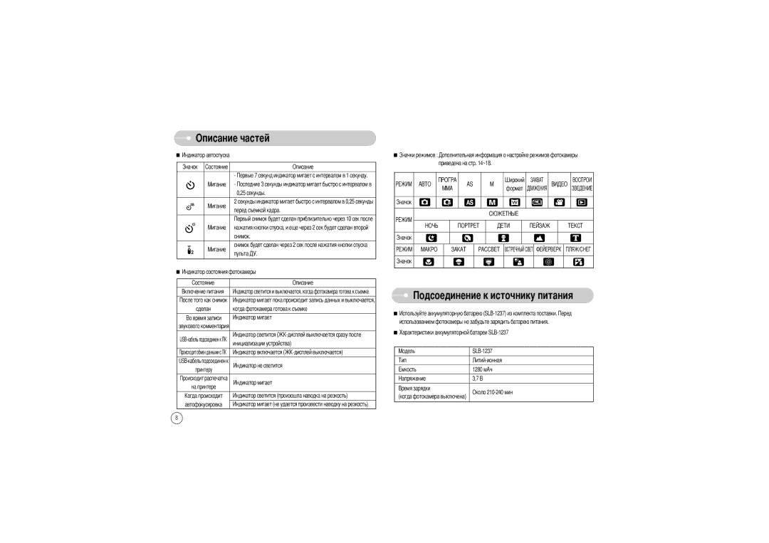 Samsung EC-L85ZZBBC/SP, EC-L85ZZBAA Чнику питания, Звукового комментария, Инициализации устройства, Приведена на стр ~18 