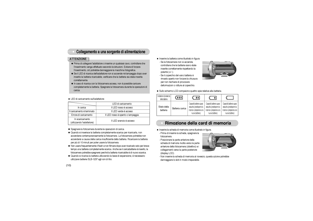 Samsung EC-L85ZZBBB/SP manual Rimozione della card di memoria 