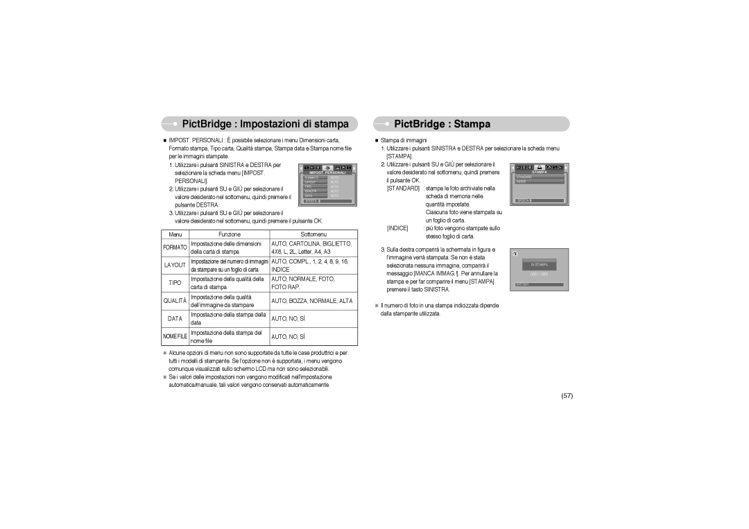 Samsung EC-L85ZZBBB/SP PictBridge Stampa, AUTO, CARTOLINA, Biglietto, AUTO, NORMALE, Foto, AUTO, BOZZA, NORMALE, Alta 