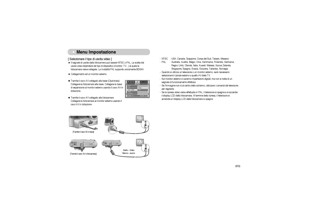 Samsung EC-L85ZZBBB/SP manual Selezionare il tipo di uscita video 