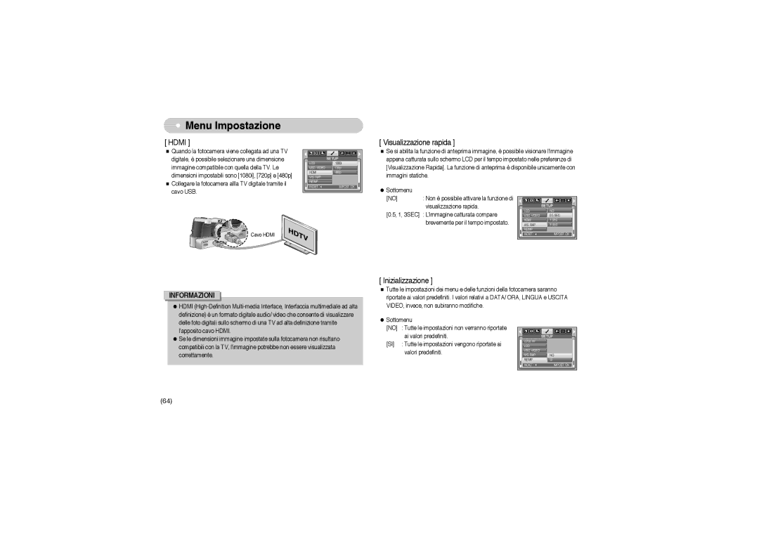 Samsung EC-L85ZZBBB/SP manual Hdmi 