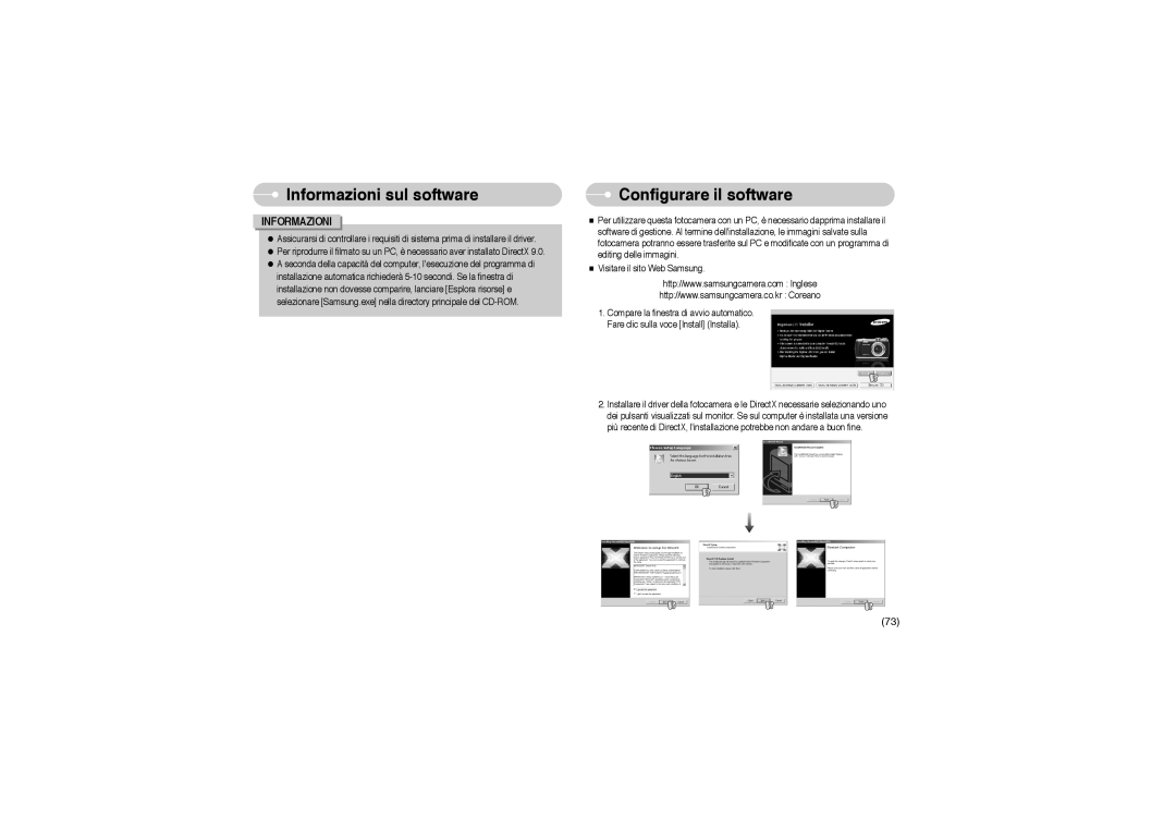 Samsung EC-L85ZZBBB/SP manual Configurare il software 