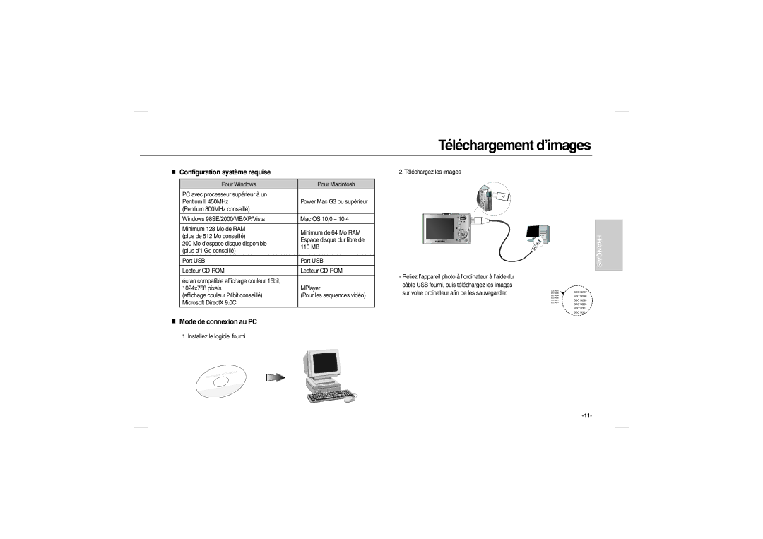 Samsung EC-M100ZSBD/AS, EC-M100ZSBB/FR, EC-M100ZSDB/E3 manual Téléchargement d’images, Configuration système requise 