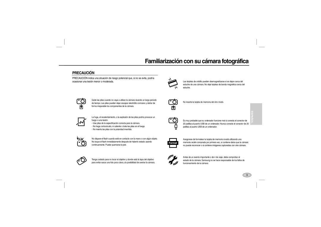 Samsung EC-M100ZSBB/RU, EC-M100ZSBB/FR, EC-M100ZSDB/E3, EC-M100ZSBC/FR, EC-M100ZSFC/FR, EC-M100ZSBF/E1 manual Precaución 