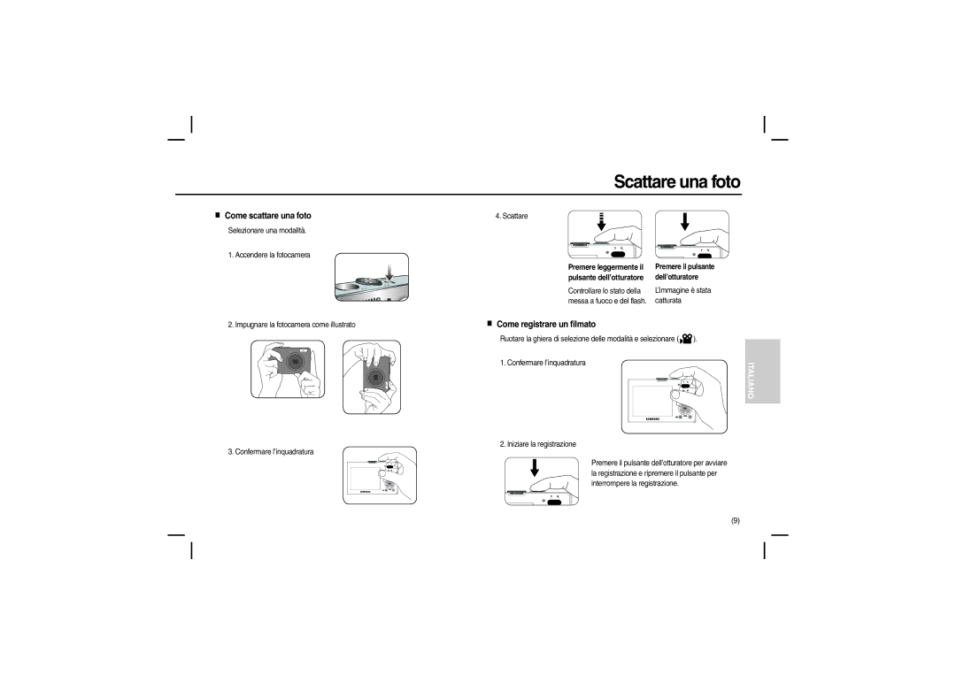 Samsung EC-M100ZBBB/TR, EC-M100ZSBB/FR manual Scattare una foto, Come scattare una foto, Come registrare un filmato 