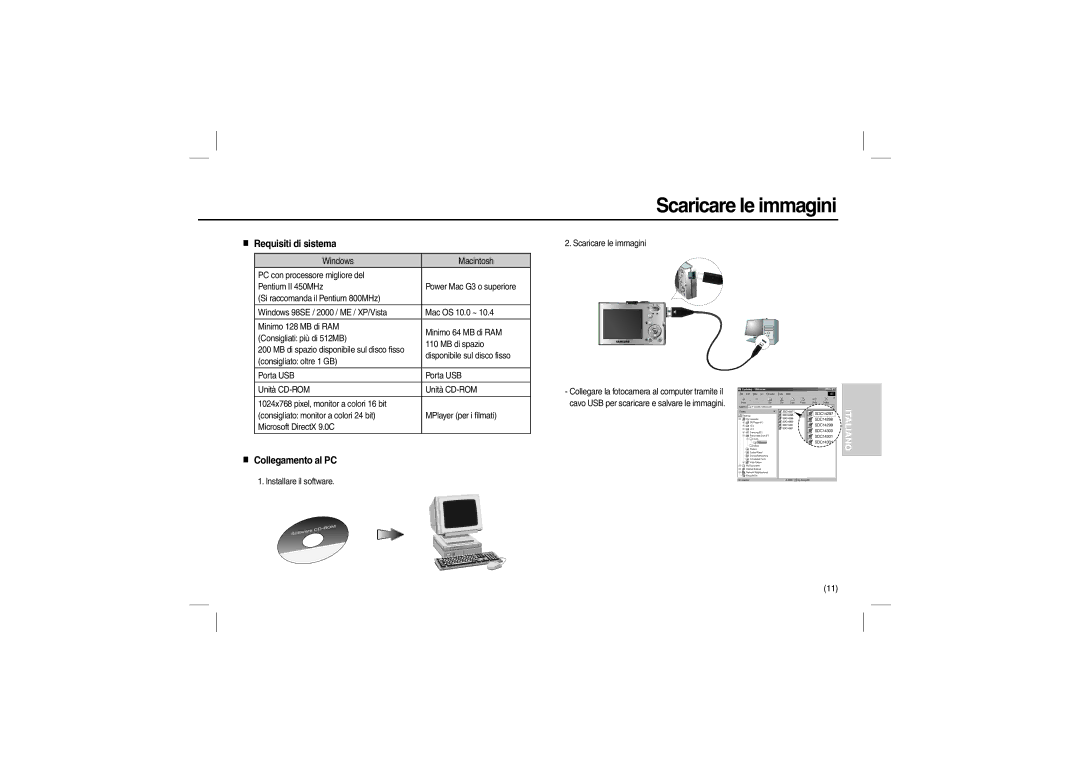 Samsung EC-M100ZBBB/RU, EC-M100ZSBB/FR, EC-M100ZSDB/E3, EC-M100ZSBC/FR manual Scaricare le immagini, Requisiti di sistema 