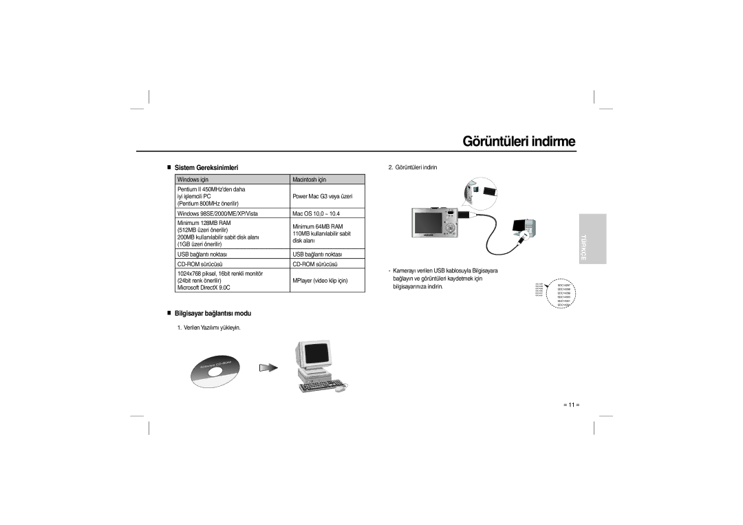 Samsung EC-M100ZSBD/AS, EC-M100ZSBB/FR, EC-M100ZSDB/E3, EC-M100ZSBC/FR manual Görüntüleri indirme, Sistem Gereksinimleri 