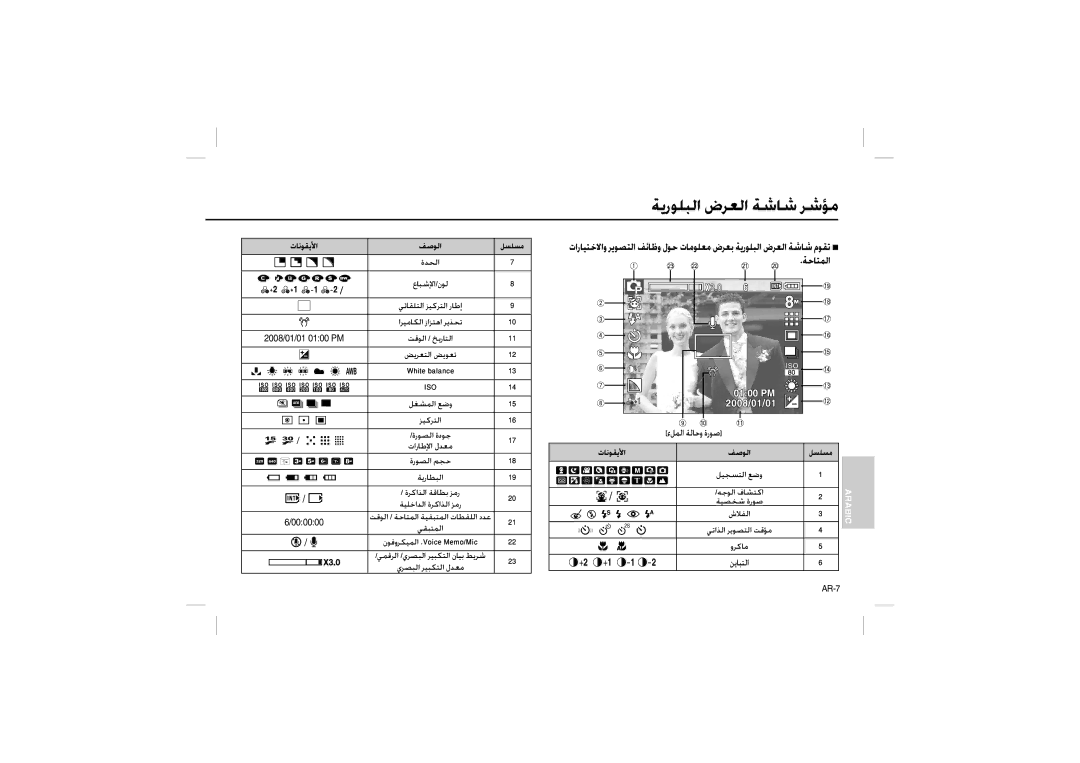 Samsung EC-M100ZSBE/E1, EC-M100ZSBB/FR, EC-M100ZSDB/E3, EC-M100ZSBC/FR, EC-M100ZSFC/FR manual ﺔﻳرﻮﻠﺒﻟا ضﺮﻌﻟا ﺔﺷﺎﺷ ﺮﺷﺆﻣ,     