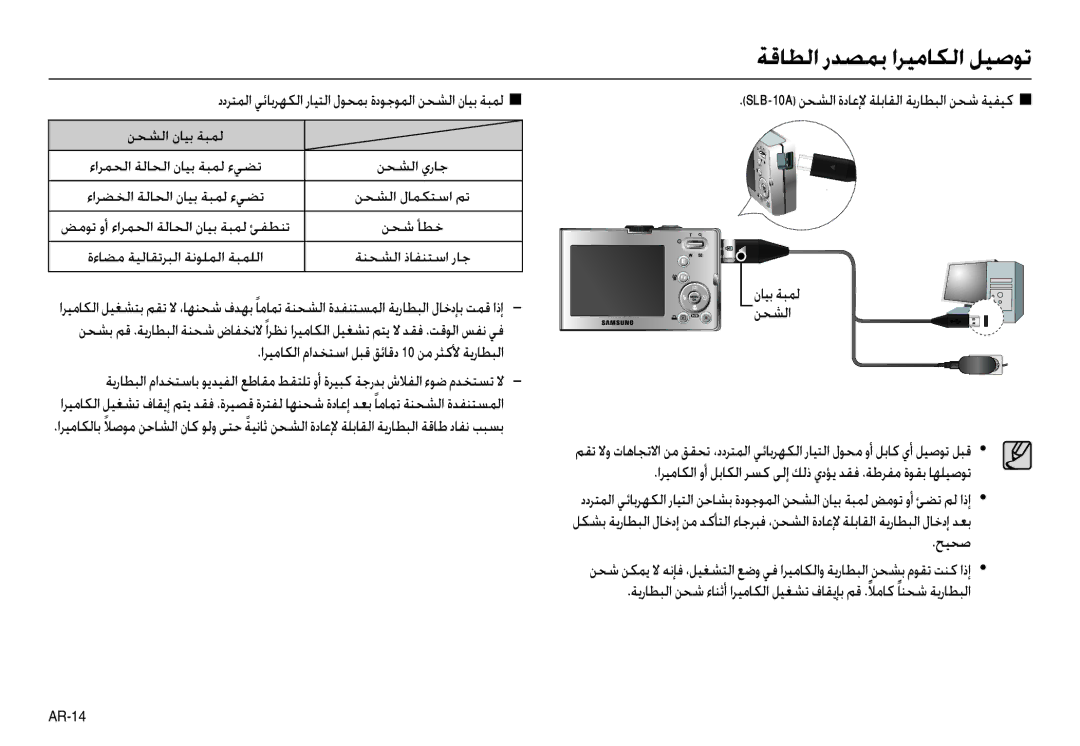 Samsung EC-M100ZBBB/TR, EC-M100ZSBF/E1, EC-M100ZSDE/AS manual اﺮﻴﻣﺎﻜﻟا ماﺪﺨﺘﺳا ﻞﺒﻗ ﻖﺋﺎﻗد 10 ﻦﻣ ﺮﺜﻛﻷ ﺔﻳرﺎﻄﺒﻟا, ﻦﺤﺸﻟا يرﺎﺟ 