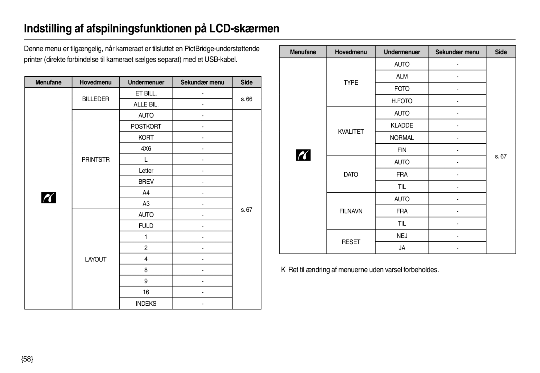 Samsung EC-M100ZSBB/E2, EC-M100ZSDB/E3 manual Indstilling af afspilningsfunktionen på LCD-skærmen 