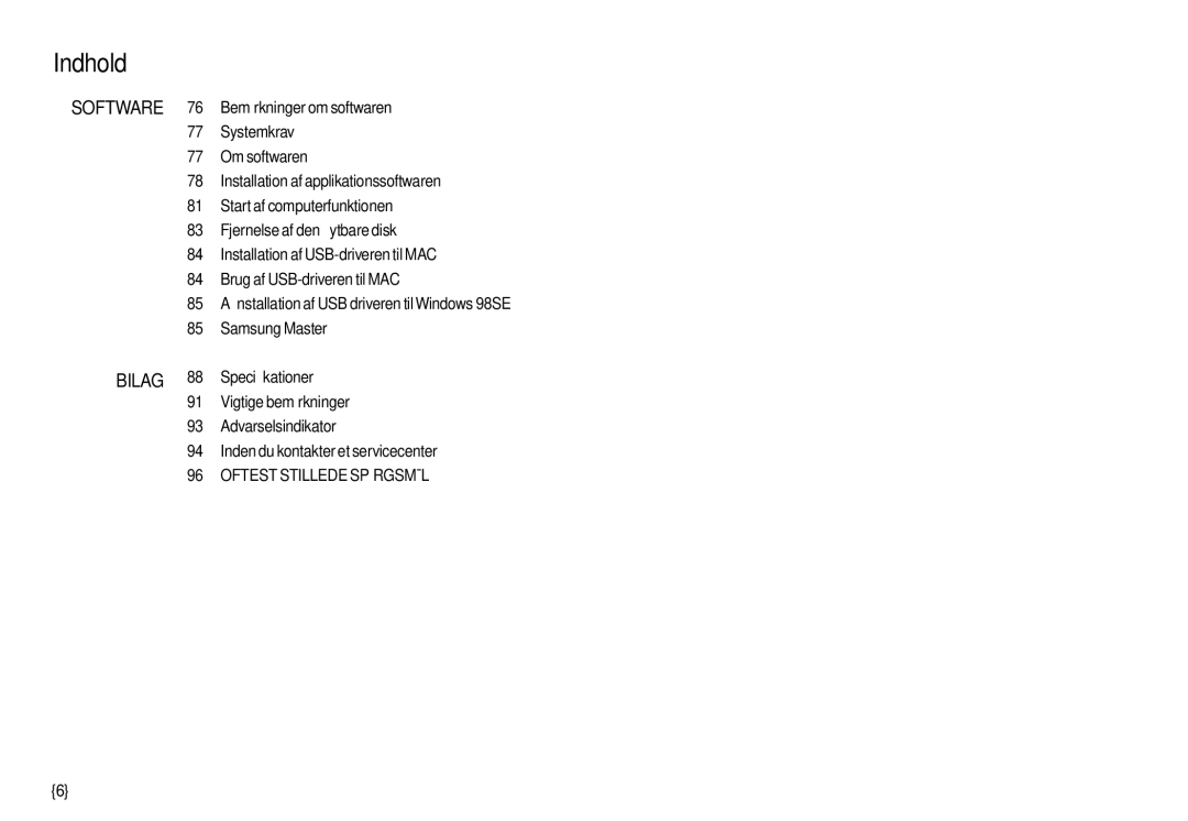 Samsung EC-M100ZSBB/E2, EC-M100ZSDB/E3 manual Oftest Stillede Spørgsmål 