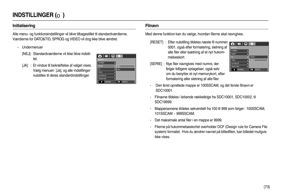 Samsung EC-M100ZSDB/E3, EC-M100ZSBB/E2 manual Initialisering, Filnavn 