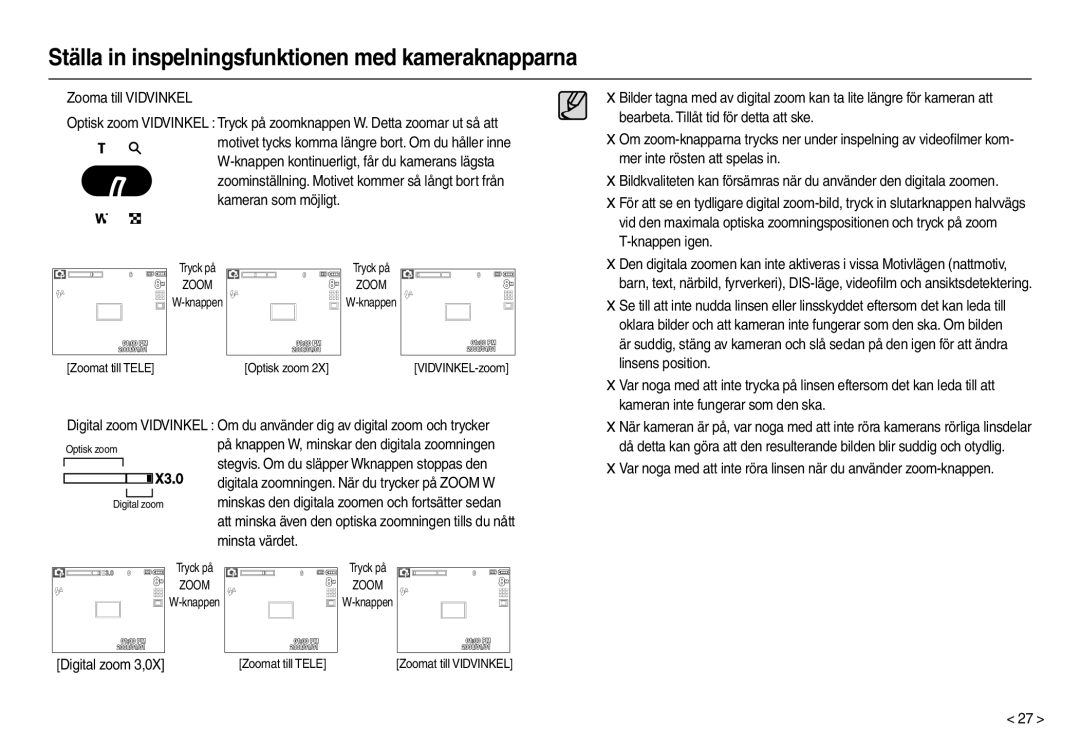 Samsung EC-M100ZSDB/E3 Bearbeta. Tillåt tid för detta att ske, Mer inte rösten att spelas, Knappen igen, Linsens position 