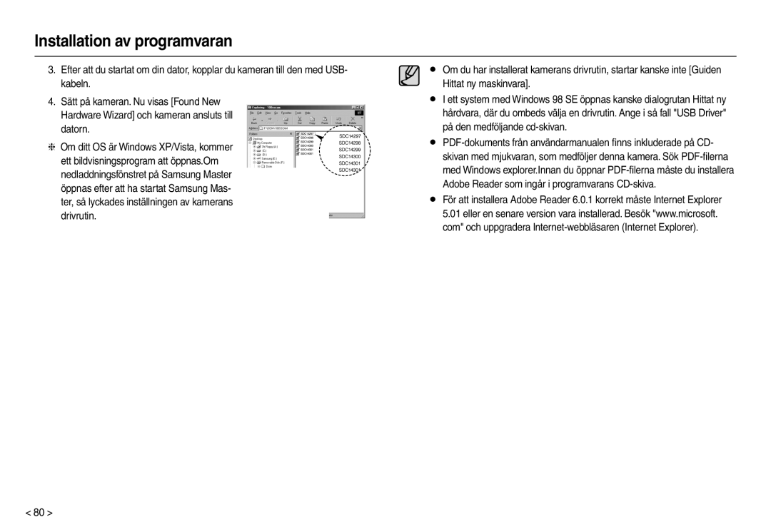 Samsung EC-M100ZSBB/E2, EC-M100ZSDB/E3 manual Installation av programvaran 