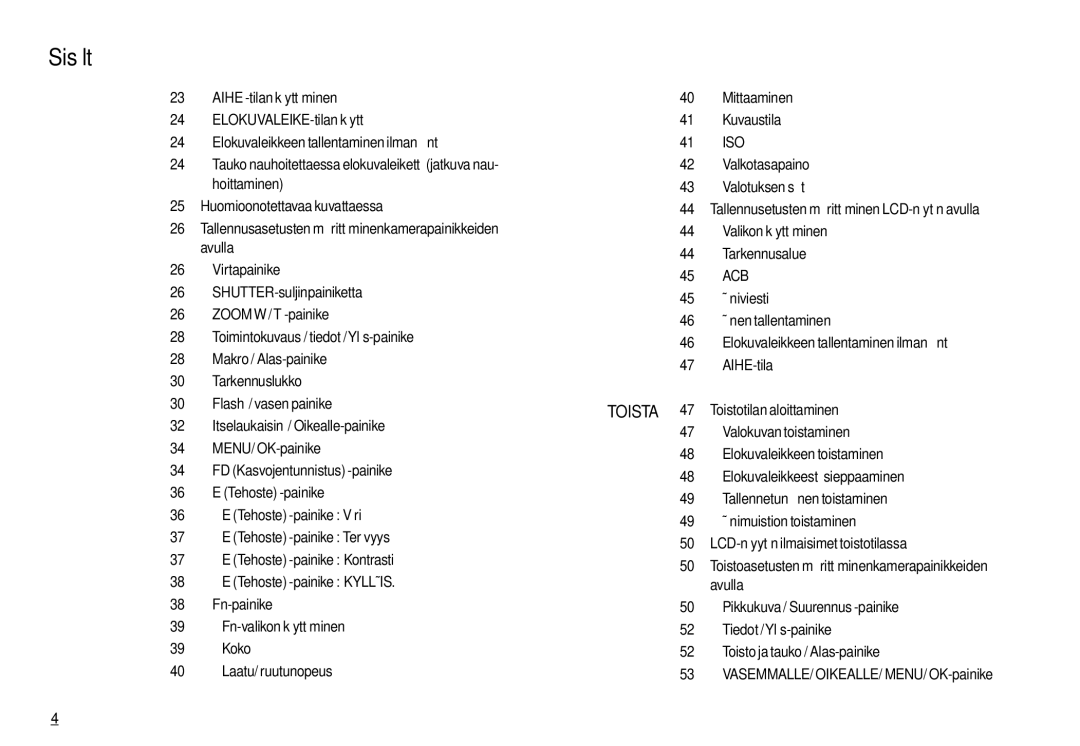 Samsung EC-M100ZSBB/E2, EC-M100ZSDB/E3 manual Sisältö 