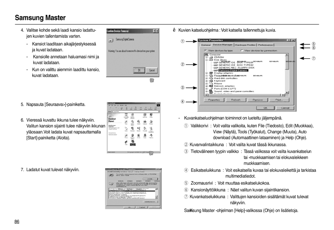 Samsung EC-M100ZSBB/E2, EC-M100ZSDB/E3 manual Kuvanvalintaikkuna Voit valita kuvat tässä ikkunassa 