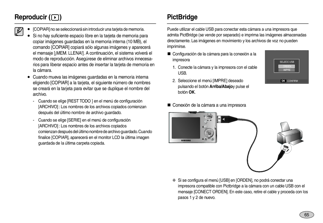 Samsung EC-M100ZSBE/E1 PictBridge, Después del último nombre de archivo guardado, Guardada de la última carpeta copiada 