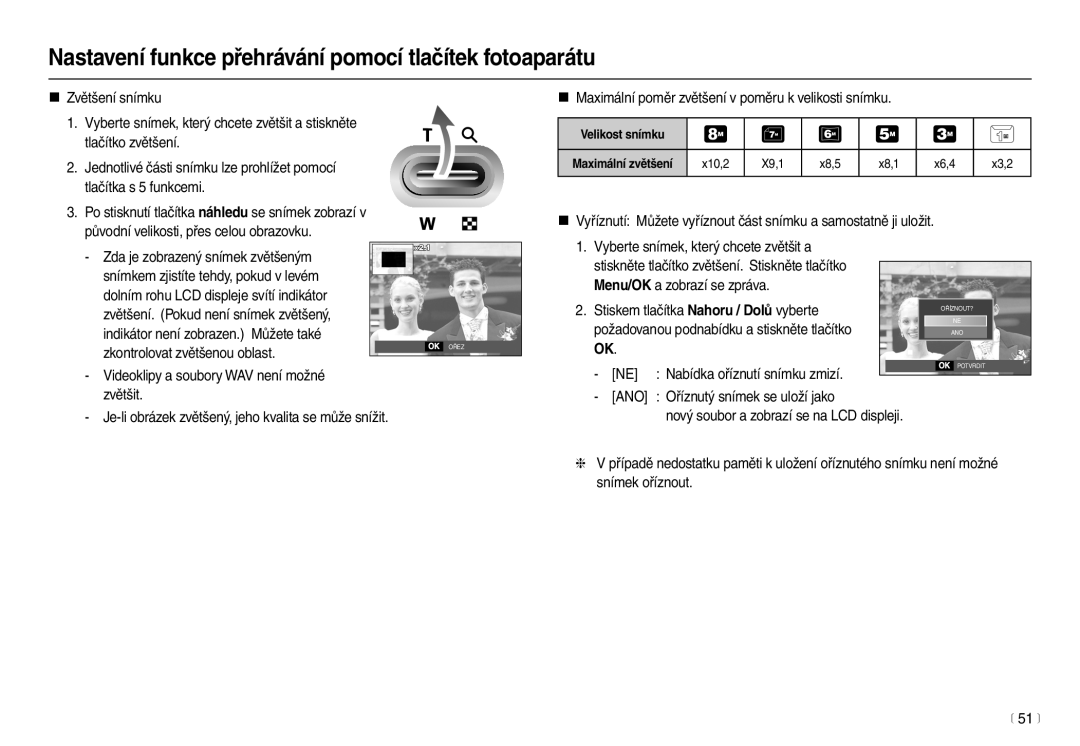 Samsung EC-M100ZSDB/E3 manual Nastavení funkce přehrávání pomocí tlačítek fotoaparátu, Ano 