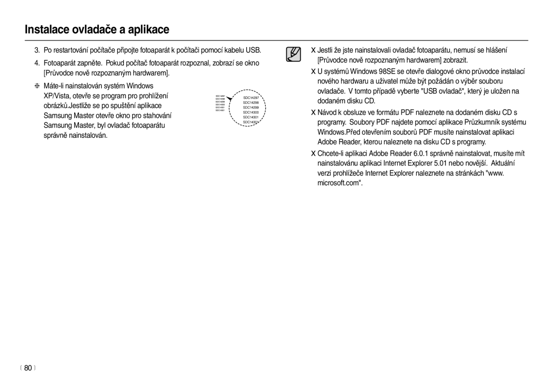 Samsung EC-M100ZSDB/E3 manual Instalace ovladače a aplikace 