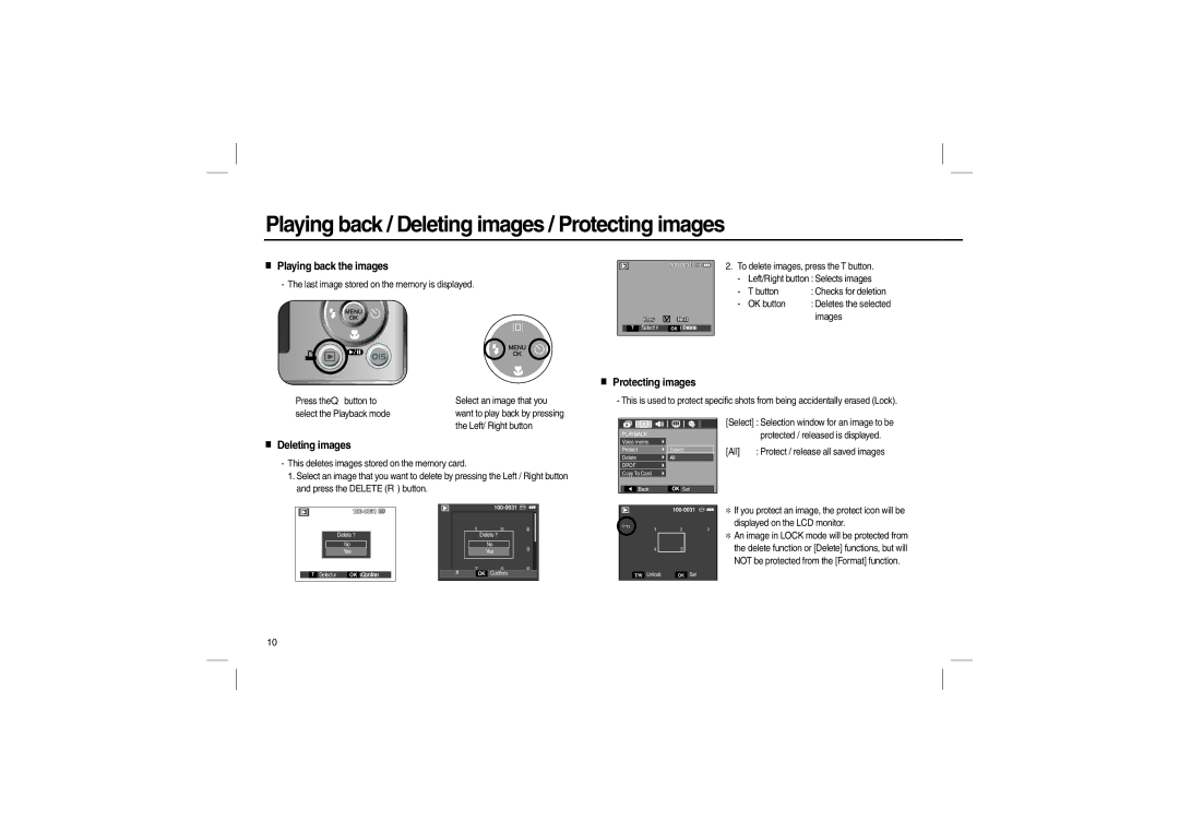 Samsung EC-M110ZBFB/RU, EC-M110ZSDB/E3 manual Playing back / Deleting images / Protecting images, Playing back the images 