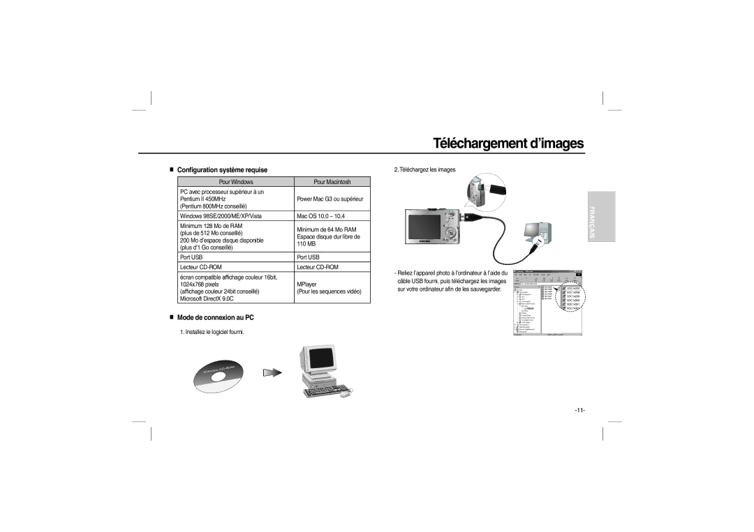 Samsung EC-M110ZSDB/E3, EC-M110ZSBB/FR, EC-M110ZSBB/IT manual Téléchargement d’images, Configuration système requise 