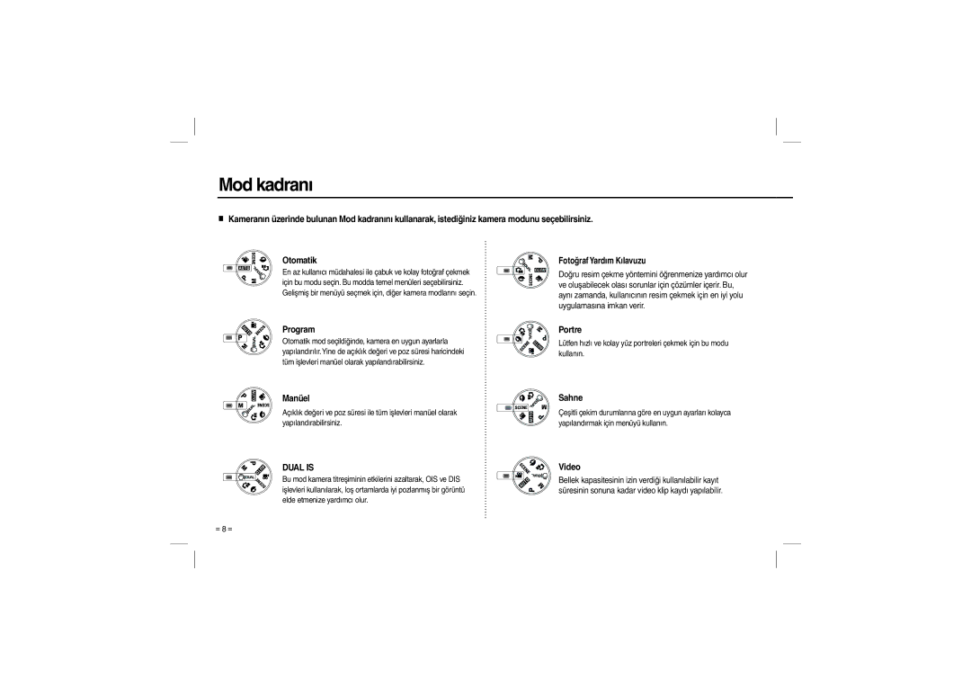 Samsung EC-M110ZSFB/RU, EC-M110ZSDB/E3, EC-M110ZSBB/FR, EC-M110ZSBB/IT, EC-M110ZSBE/E1, EC-M110ZSBF/E1 manual Mod kadranı 