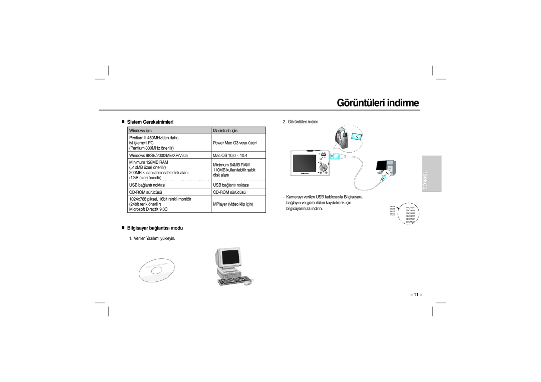 Samsung EC-M110ZSBB/IT, EC-M110ZSDB/E3, EC-M110ZSBB/FR, EC-M110ZSBE/E1 manual Görüntüleri indirme, Sistem Gereksinimleri 