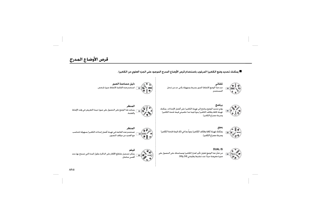 Samsung EC-M110ZSBC/AS, EC-M110ZSDB/E3, EC-M110ZSBB/FR, EC-M110ZSBB/IT, EC-M110ZSBE/E1 manual جرﺪﻤﻟا عﺎﺿوﻷا صﺮﻗ, ﺞﻣﺎﻧﺮﺑ 