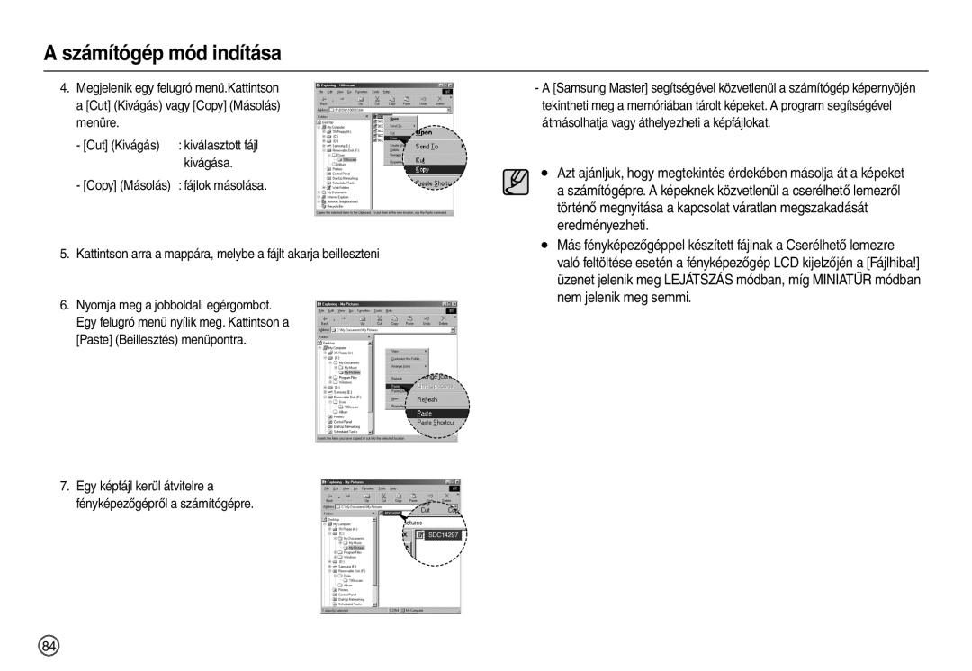 Samsung EC-M110ZSBB/FR, EC-M110ZSDB/E3, EC-M110ZSBE/E1, EC-M110ZSBF/E1 manual Menüre Cut Kivágás, Kivágása 