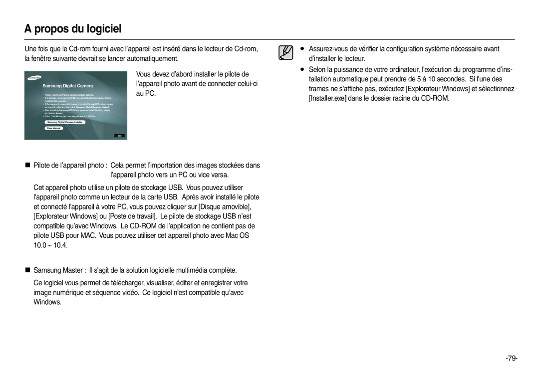 Samsung EC-M110ZSDB/E3, EC-M110ZSBB/FR manual Propos du logiciel 