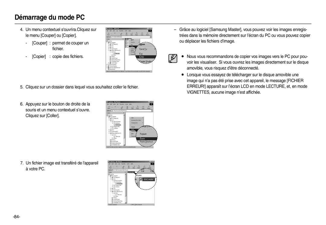 Samsung EC-M110ZSBB/FR, EC-M110ZSDB/E3 manual Démarrage du mode PC 