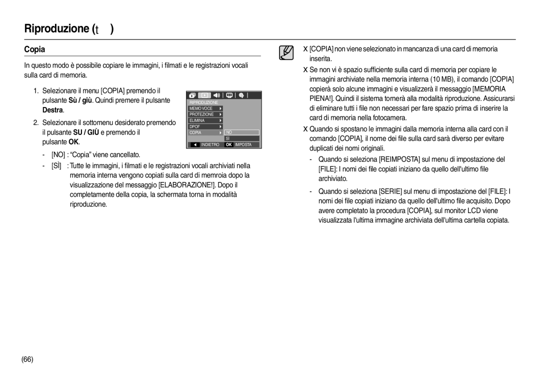 Samsung EC-M110ZSBF/E1, EC-M110ZSDB/E3, EC-M110ZSBB/IT, EC-M110ZSBE/E1 manual Copia 