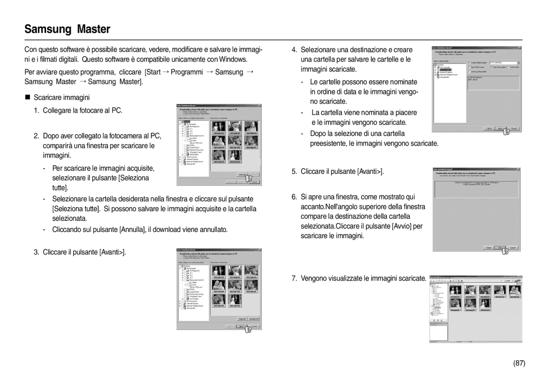 Samsung EC-M110ZSDB/E3, EC-M110ZSBB/IT, EC-M110ZSBE/E1 manual Samsung Master, Vengono visualizzate le immagini scaricate 