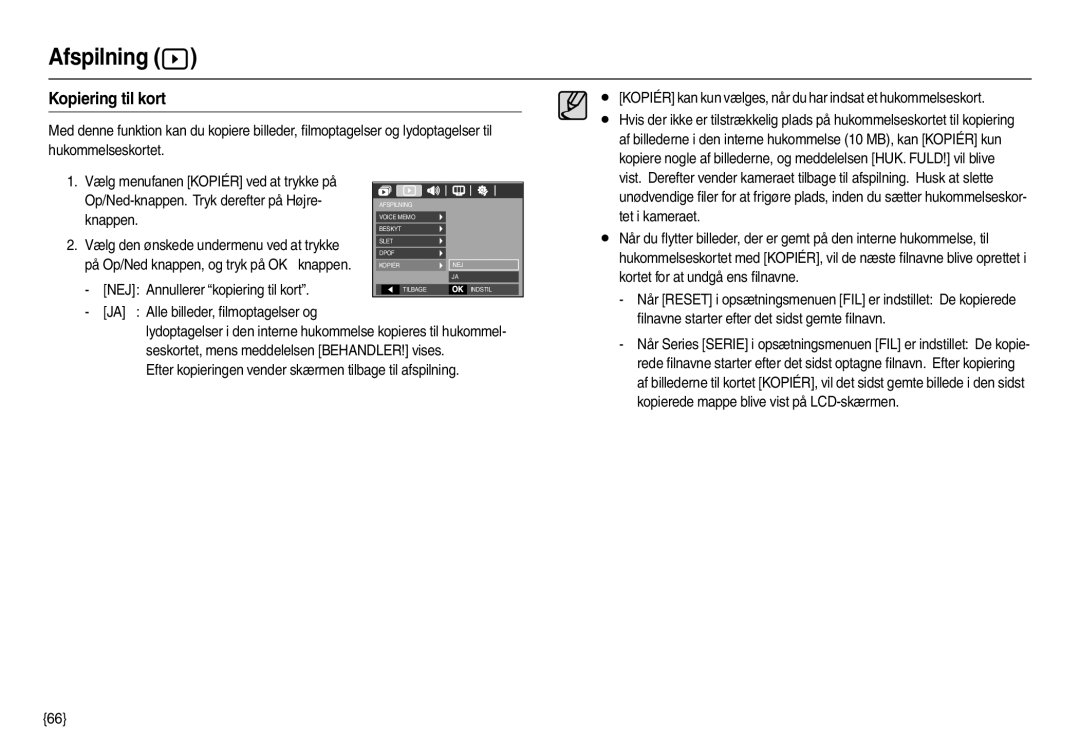 Samsung EC-M110ZSDB/E3 manual Kopiering til kort 