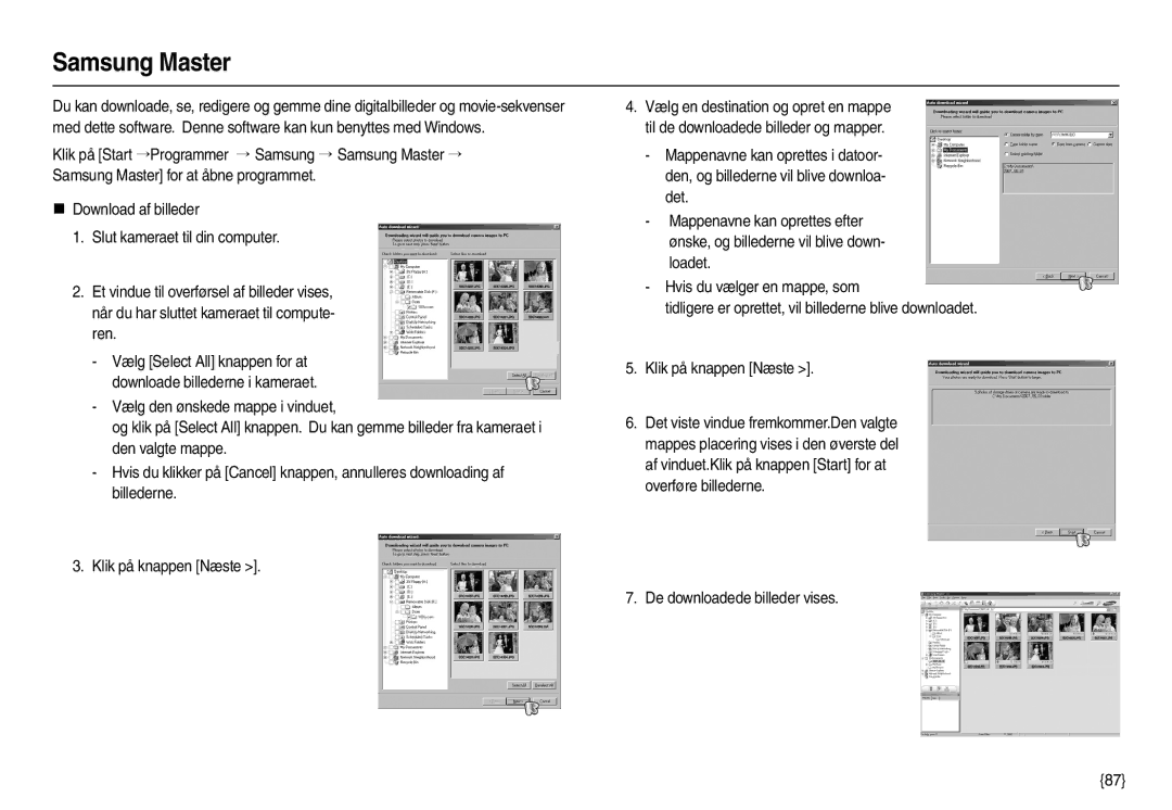 Samsung EC-M110ZSDB/E3 manual Samsung Master, De downloadede billeder vises 