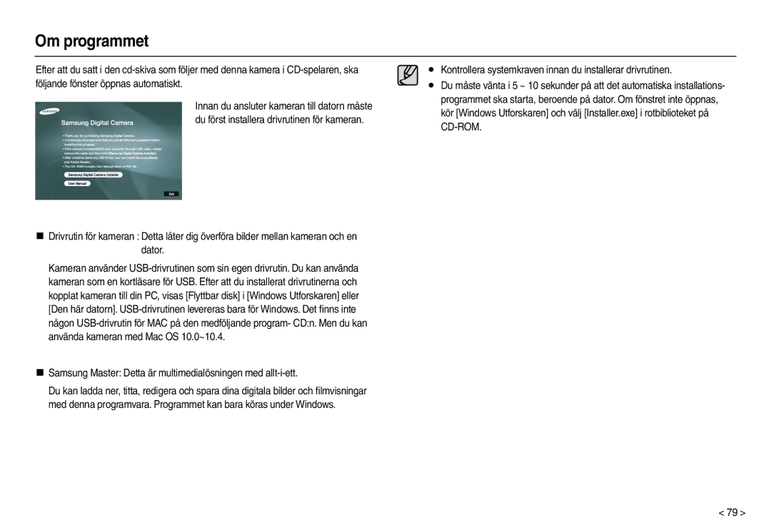 Samsung EC-M110ZSDB/E3 manual Om programmet, „ Samsung Master Detta är multimedialösningen med allt-i-ett 