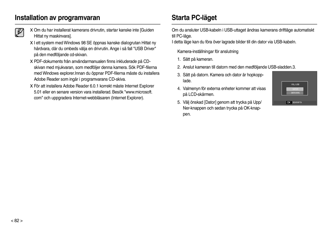 Samsung EC-M110ZSDB/E3 manual Starta PC-läget, På den medföljande cd-skivan 