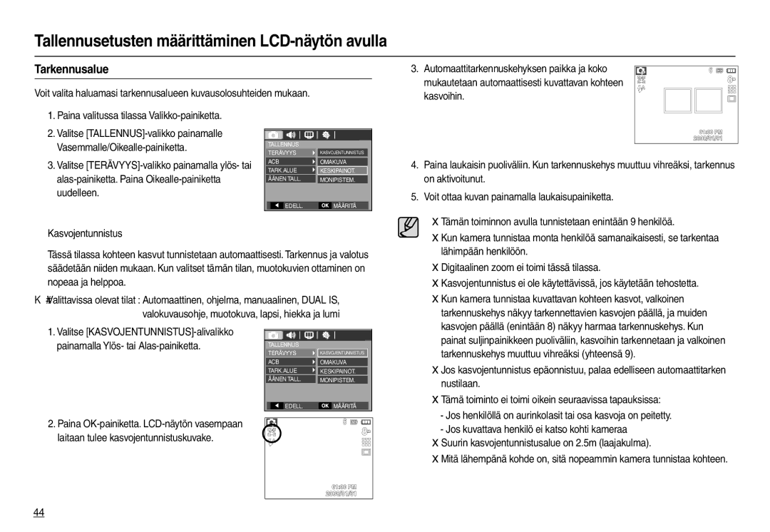 Samsung EC-M110ZSDB/E3 manual Tarkennusalue 