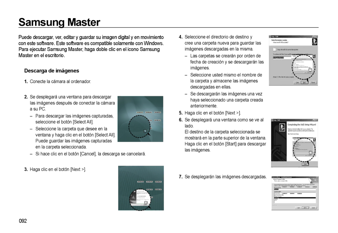 Samsung EC-M310WNBA/ES, EC-M310WSBA/ES, EC-M310WABA/ES manual Samsung Master, Descarga de imágenes, 092 