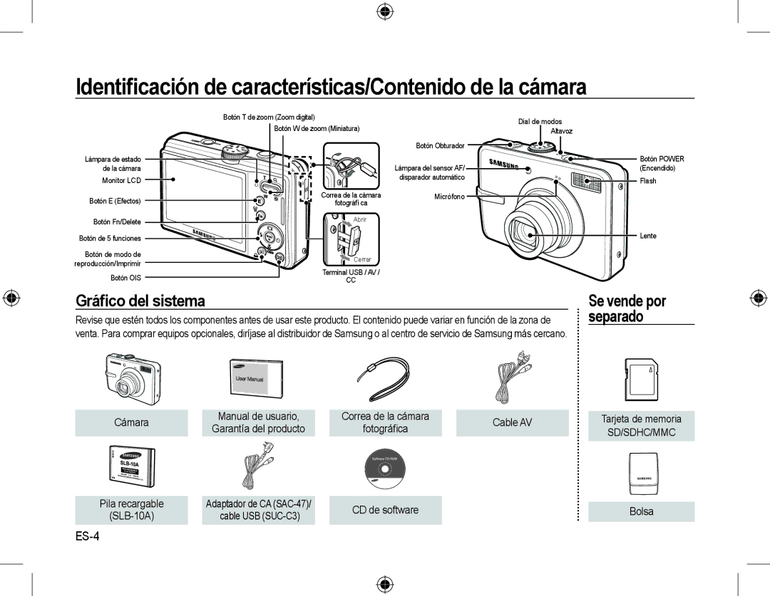 Samsung EC-M310WNBA/FR Identiﬁcación de características/Contenido de la cámara, Gráﬁco del sistema Se vende por, Separado 