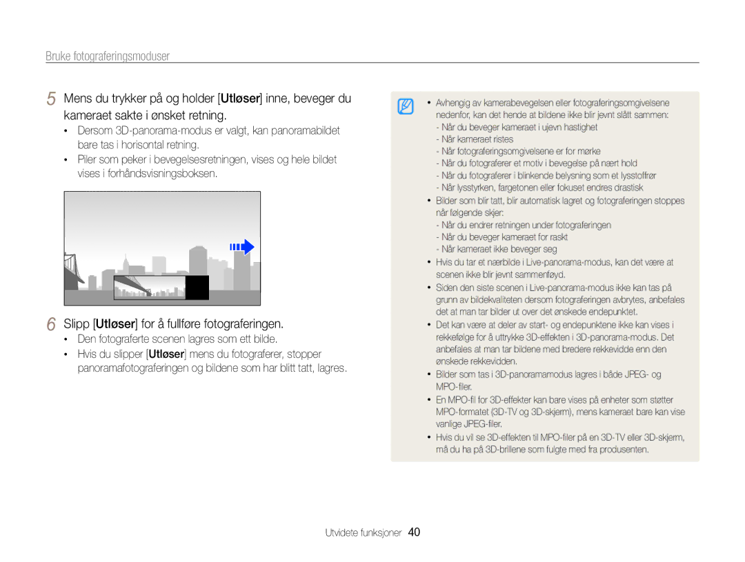 Samsung EC-MV800ZBPBE2 manual Den fotograferte scenen lagres som ett bilde, Slipp Utløser for å fullføre fotograferingen 