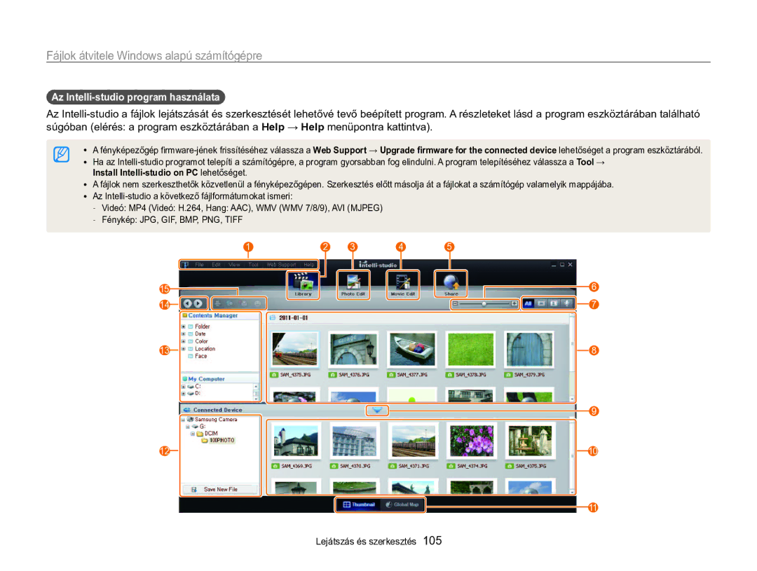 Samsung EC-MV800ZBPBE2, EC-MV800ZBPBE3, EC-MV800ZBPWE3 manual Az Intelli-studio program használata 