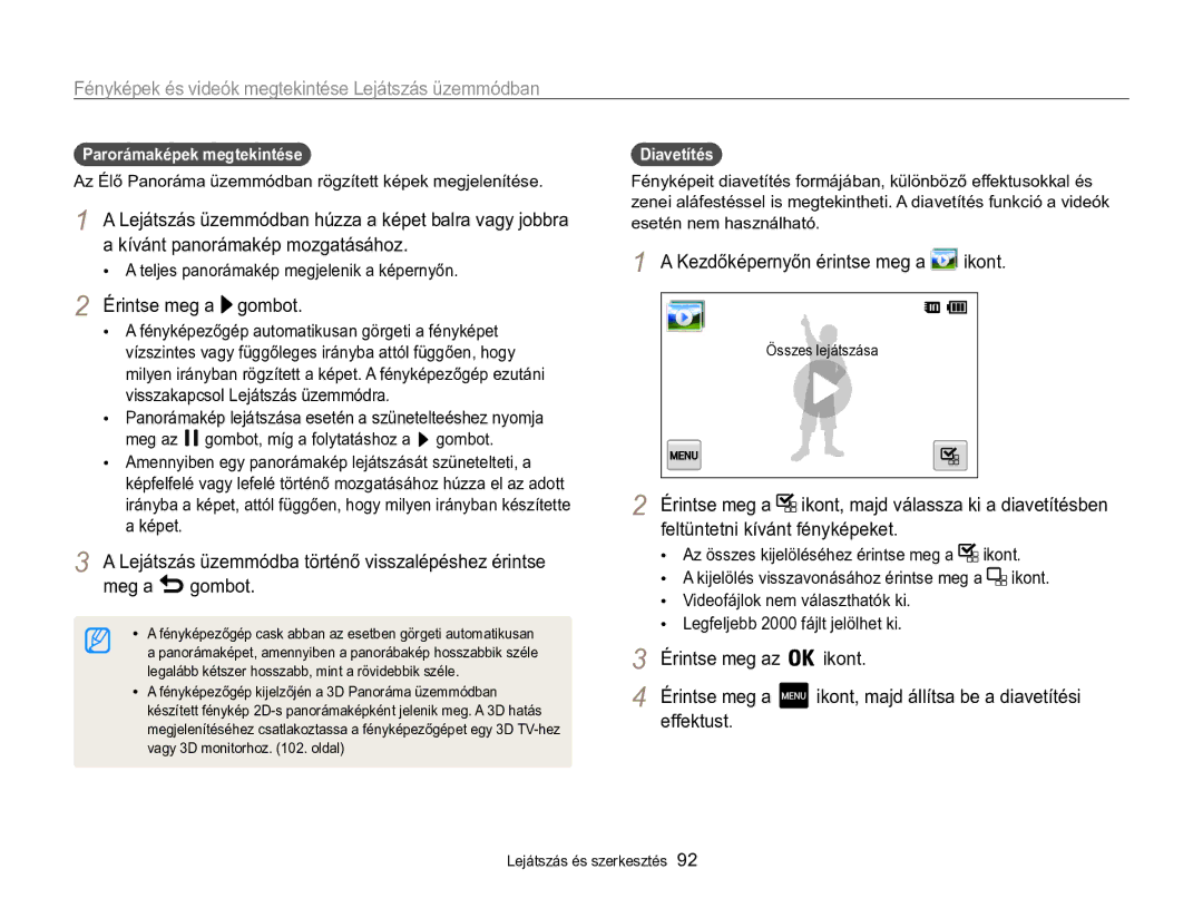 Samsung EC-MV800ZBPBE3 manual Érintse meg a gombot, Lejátszás üzemmódba történő visszalépéshez érintse Meg a, Effektust 