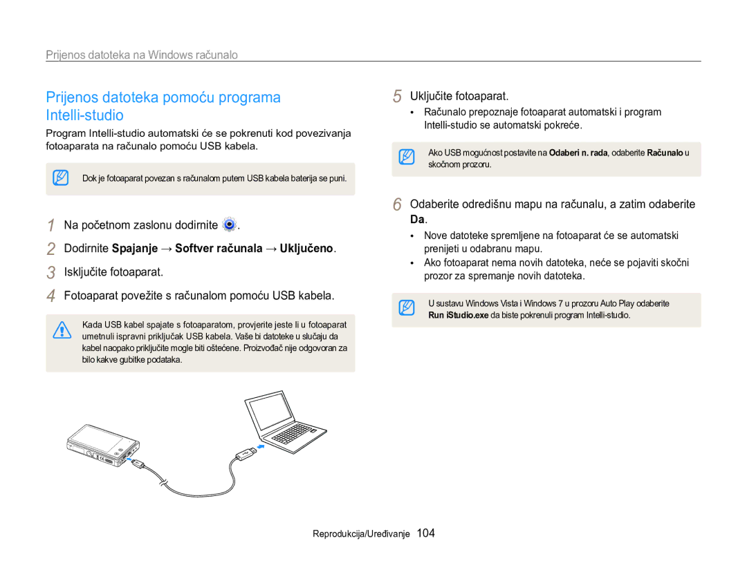 Samsung EC-MV800ZBPRE3 manual Prijenos datoteka pomoću programa Intelli-studio, Prijenos datoteka na Windows računalo 