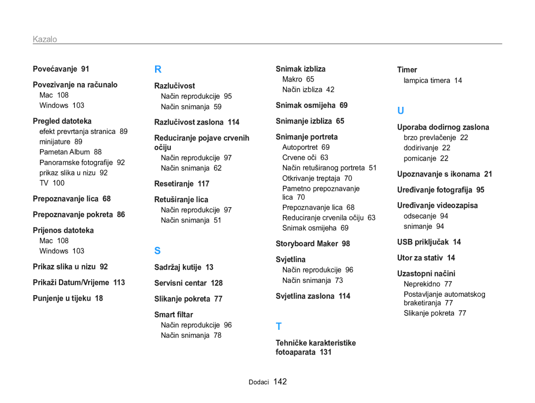 Samsung EC-MV800ZBPRE3 Mac Windows, Način reprodukcije Način snimanja, Makro Način izbliza, Lampica timera, Neprekidno 