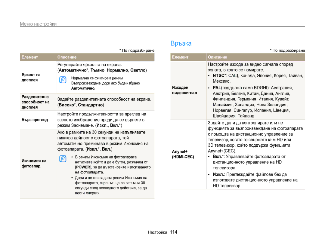 Samsung EC-MV800ZBPBE3 manual Връзка, Високо *, Стандартно 