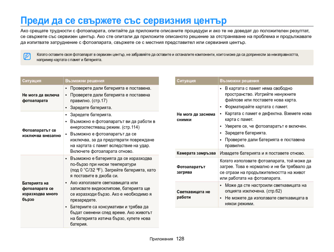 Samsung EC-MV800ZBPBE3 manual Преди да се свържете със сервизния център, Някои режими 