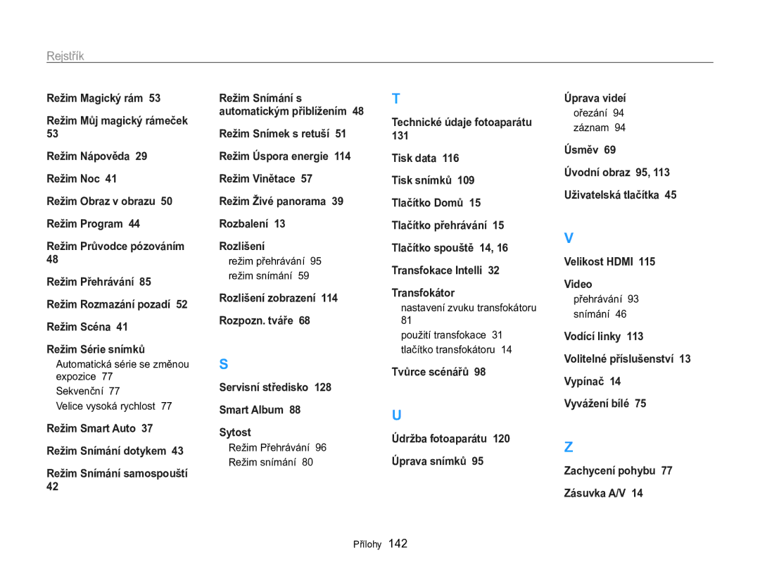 Samsung EC-MV800ZBPBE3 manual Nastavení zvuku transfokátoru, Ořezání 94 záznam, Přehrávání 93 snímání 